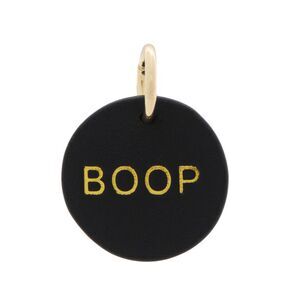 The Cuddle Collab Wear & Share Charm Faux Leather BOOP Collar Tag in Black